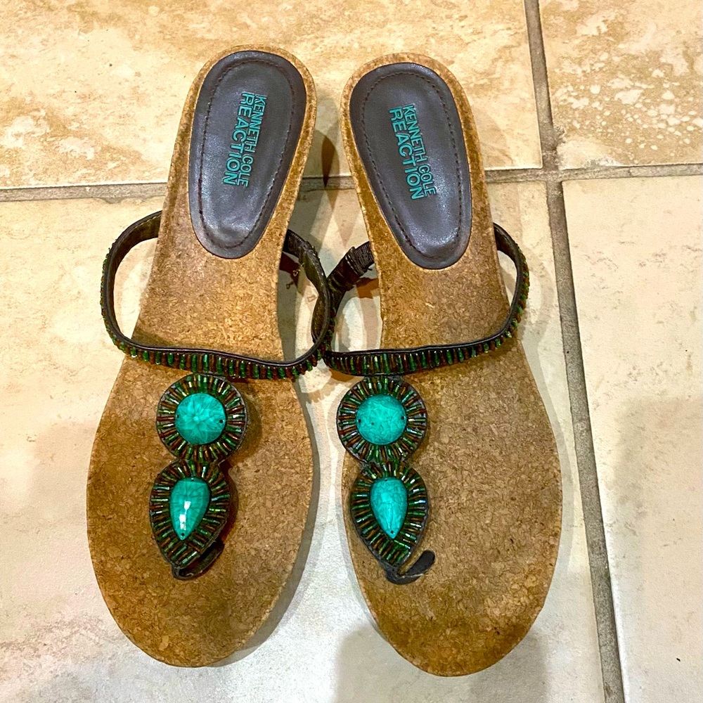 Kenneth Cole Reaction Turquoise Brown Sandal